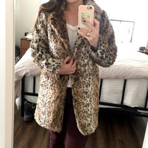 leopard faux fur jacket thick jacket shaggy women animal prints coat warm